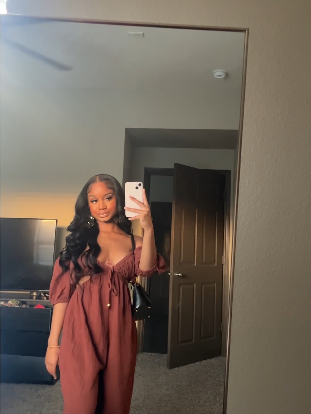 Women’s rustic brown flowy jumpsuit